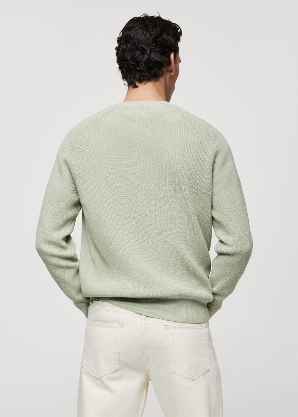 MANGO MAN - Ribbed round-neck sweater pastel greenMen Product Image