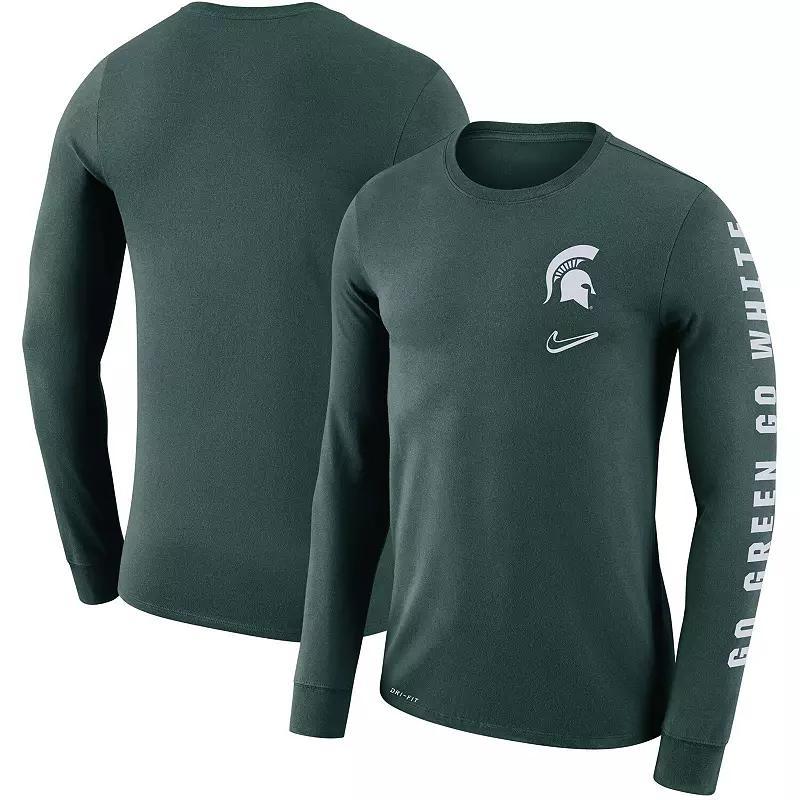 Nike Mens Green Michigan State Spartans Local Mantra Performance Long Sleeve T-Shirt Product Image