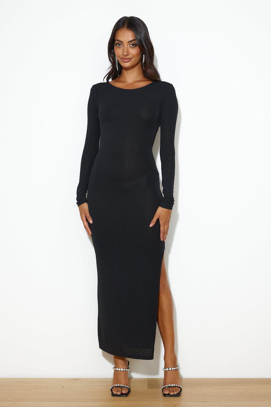 Sleekest Of Them All Maxi Dress Black Product Image