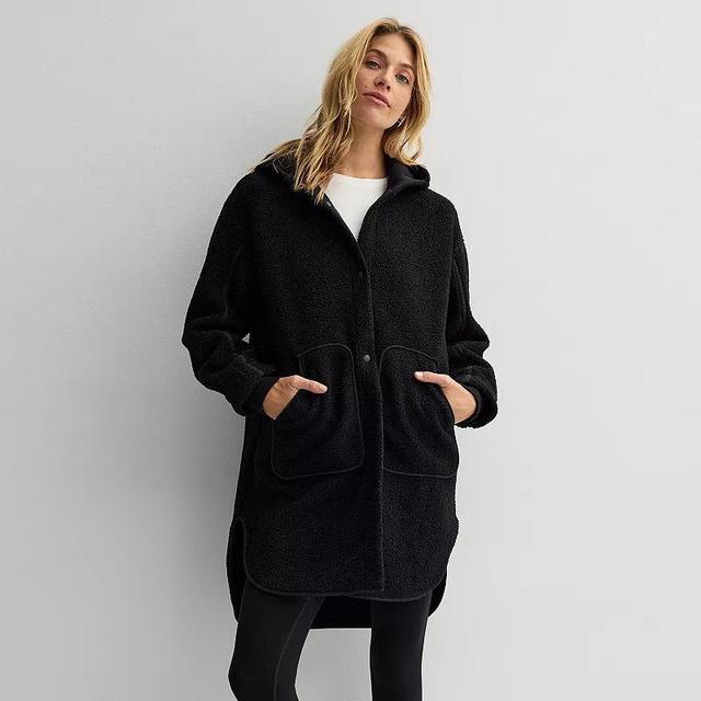 Womens FLX Long Line Sherpa Mixed Media Hooded Jacket Product Image