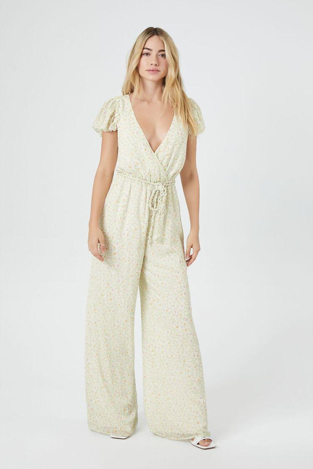 Ditsy Floral Surplice Jumpsuit | Forever 21 Product Image