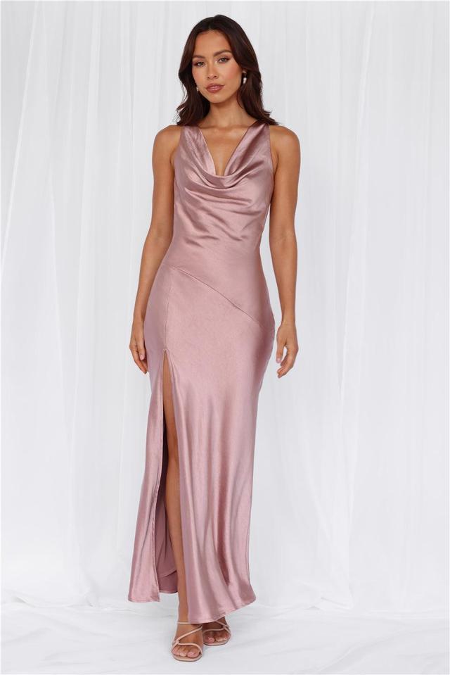 HELLO MOLLY The Loretta Cowl Satin Maxi Dress Dusty Pink Product Image