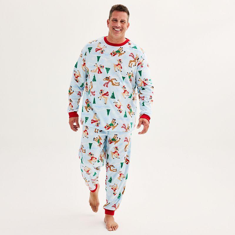 Big & Tall Jammies For Your Families Rudolph the Red-Nosed Reindeer Top & Bottoms Pajama Set, Mens Product Image