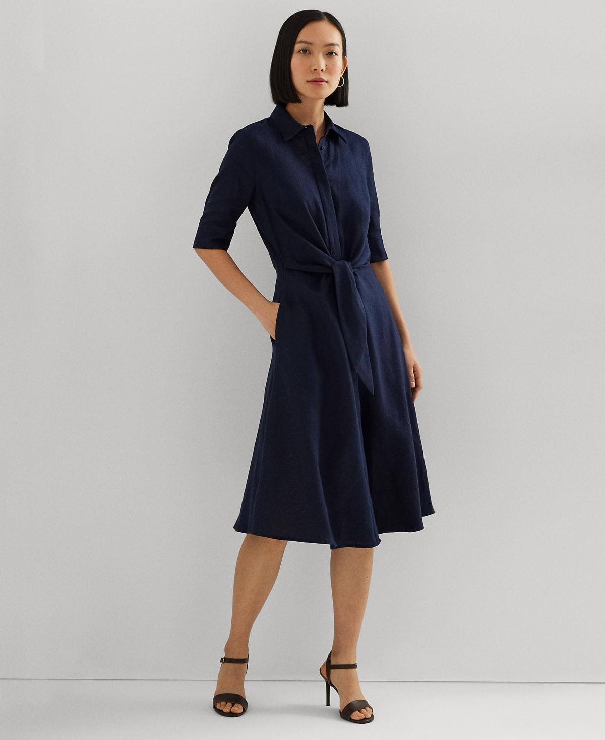 Lauren Ralph Lauren Petite Linen Fit & Flare Shirtdress Product Image