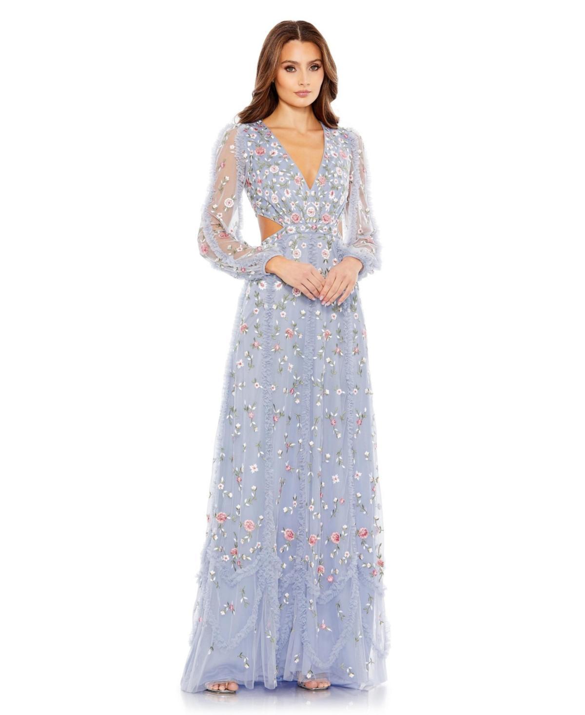 Womens Floral Appliqu-Embellished Gown Product Image