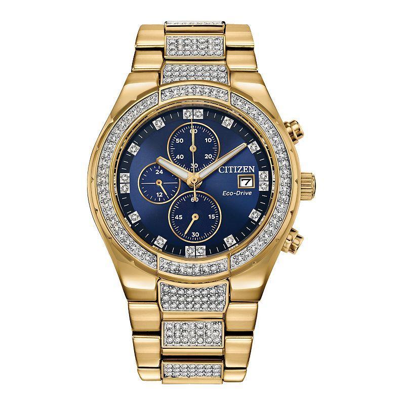 Mens Citizen Eco-Drive Crystal Chronograph Watch - CA0752-58L Gold Product Image