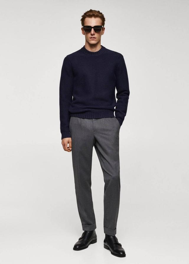 MANGO MAN - Knitted sweater with ribbed details dark navyMen Product Image