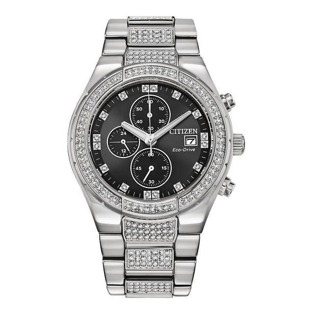 Citizen Mens Chronograph Eco-Drive Crystal Stainless Steel Bracelet Watch 42mm Product Image