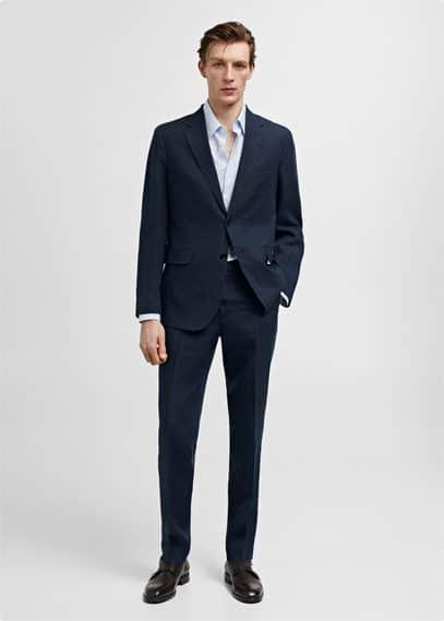 MANGO MAN - 100% linen suit trousers dark navyMen Product Image