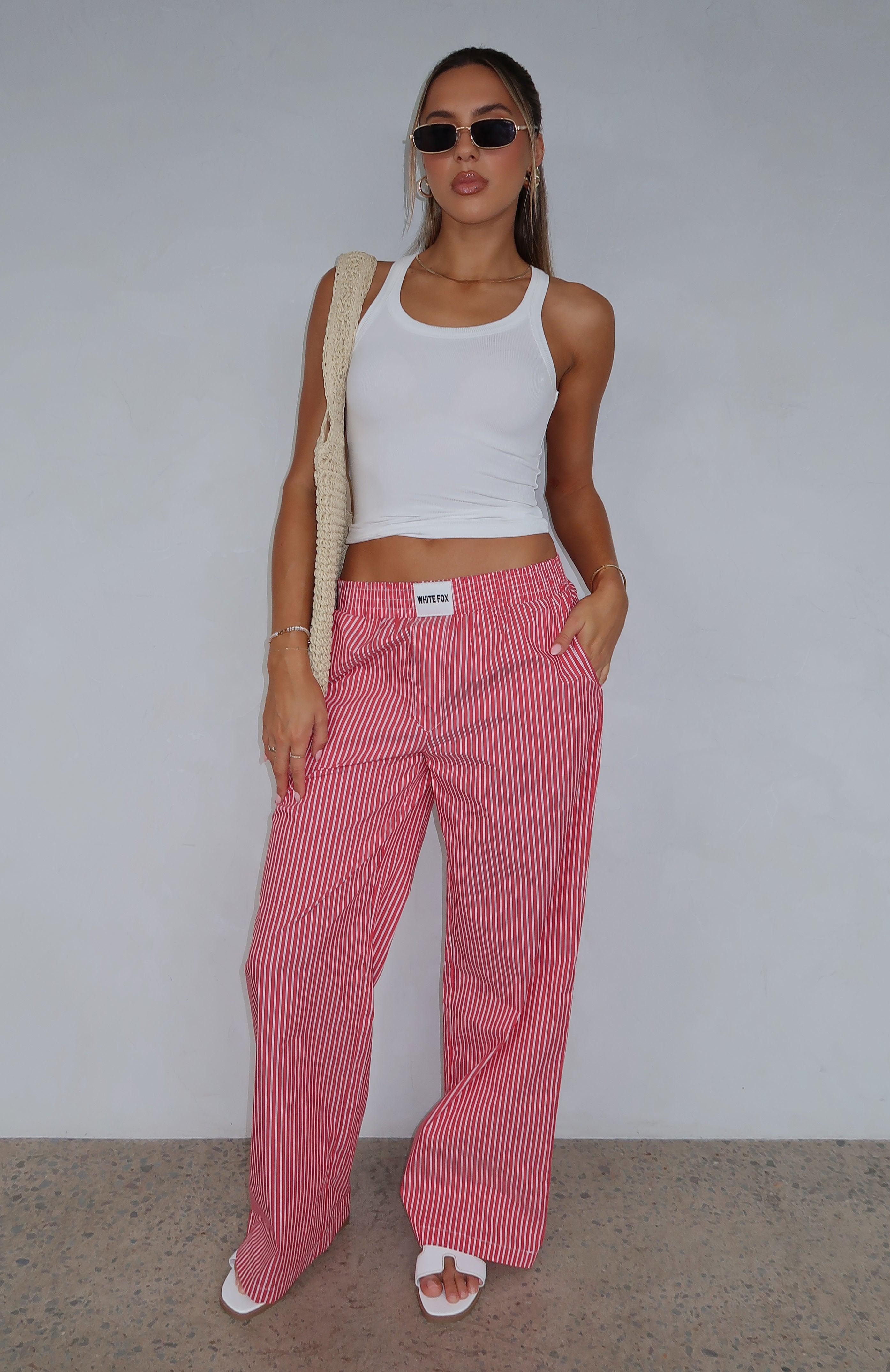 Just Stop Pants Red Stripe Product Image