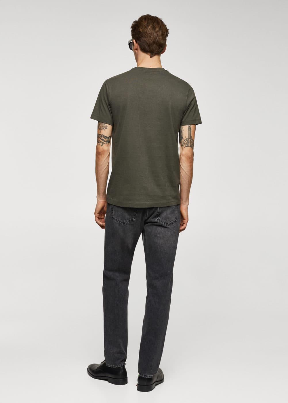 MANGO MAN - Basic cotton stretch T-shirt olive greenMen Product Image