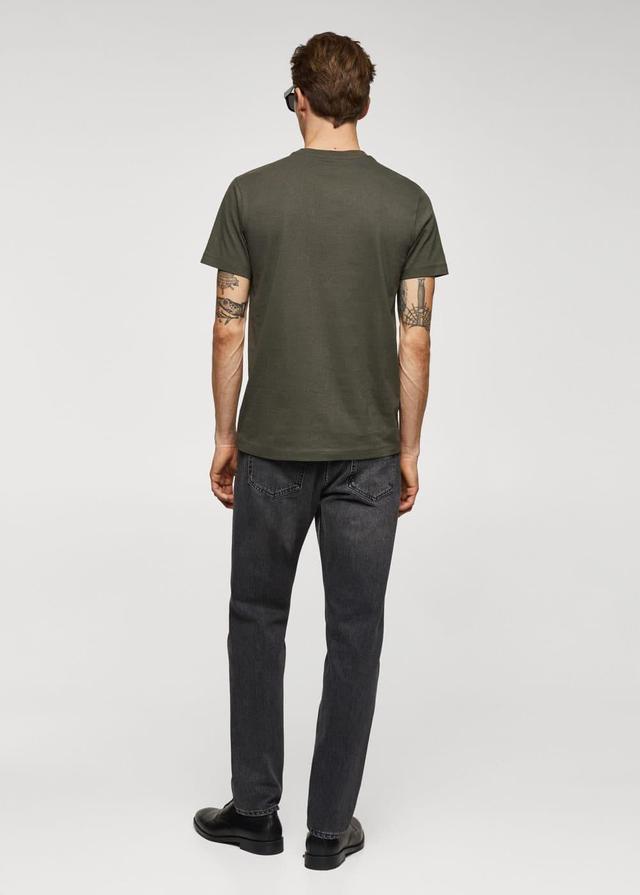 MANGO MAN - Essential cotton-blend T-shirt olive greenMen Product Image