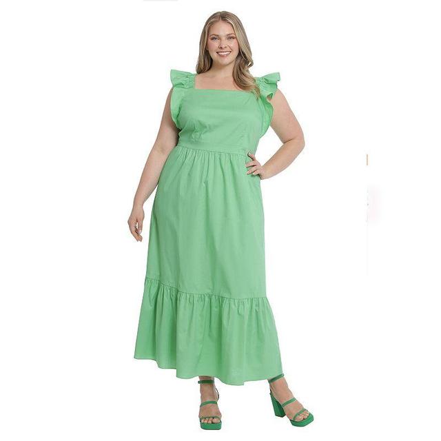 Plus Size London Times Square-Neck Flounce-Hem Maxi Dress, Womens Product Image