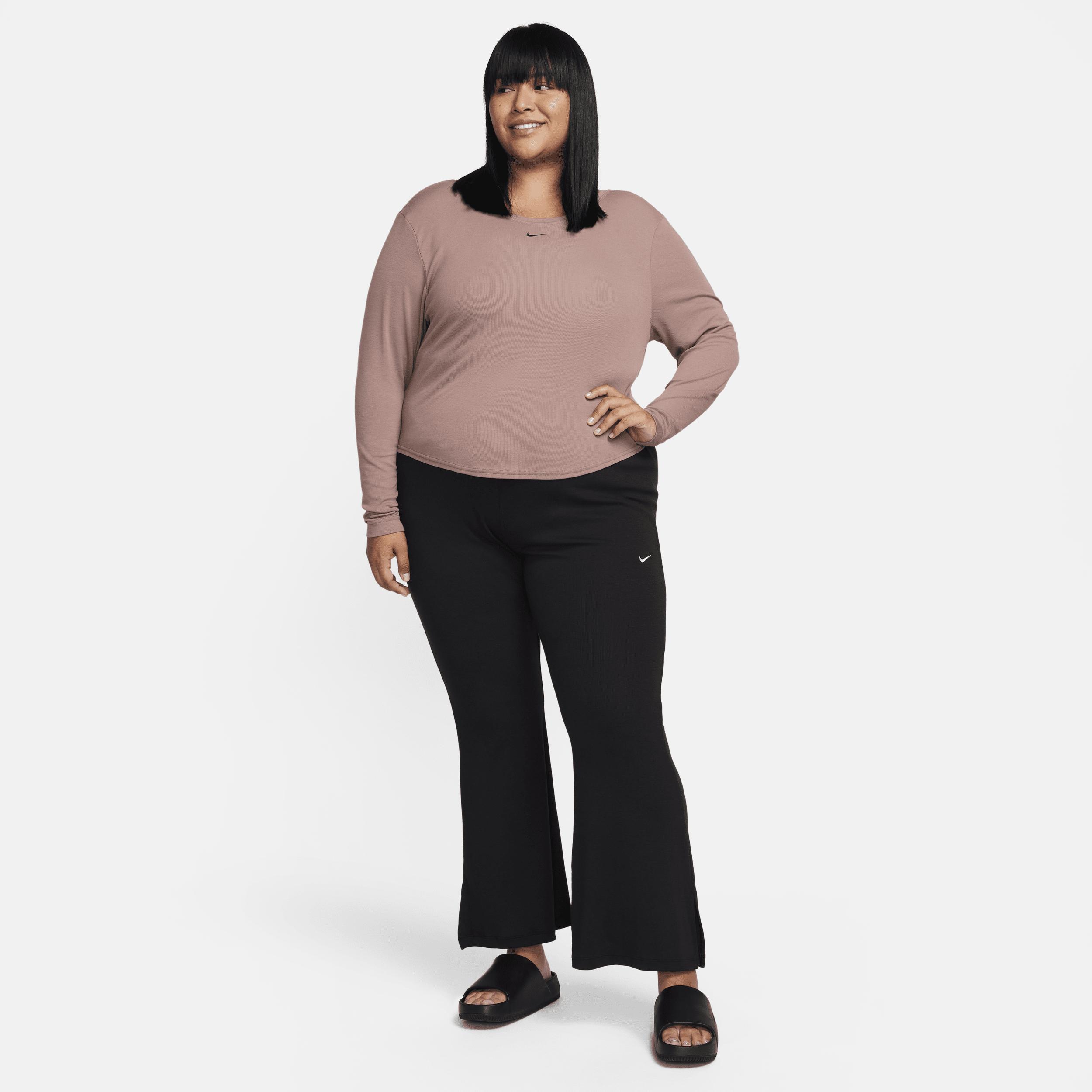 Women's Nike Sportswear Chill Knit Tight Scoop-Back Long-Sleeve Mini-Rib Top (Plus Size) Product Image