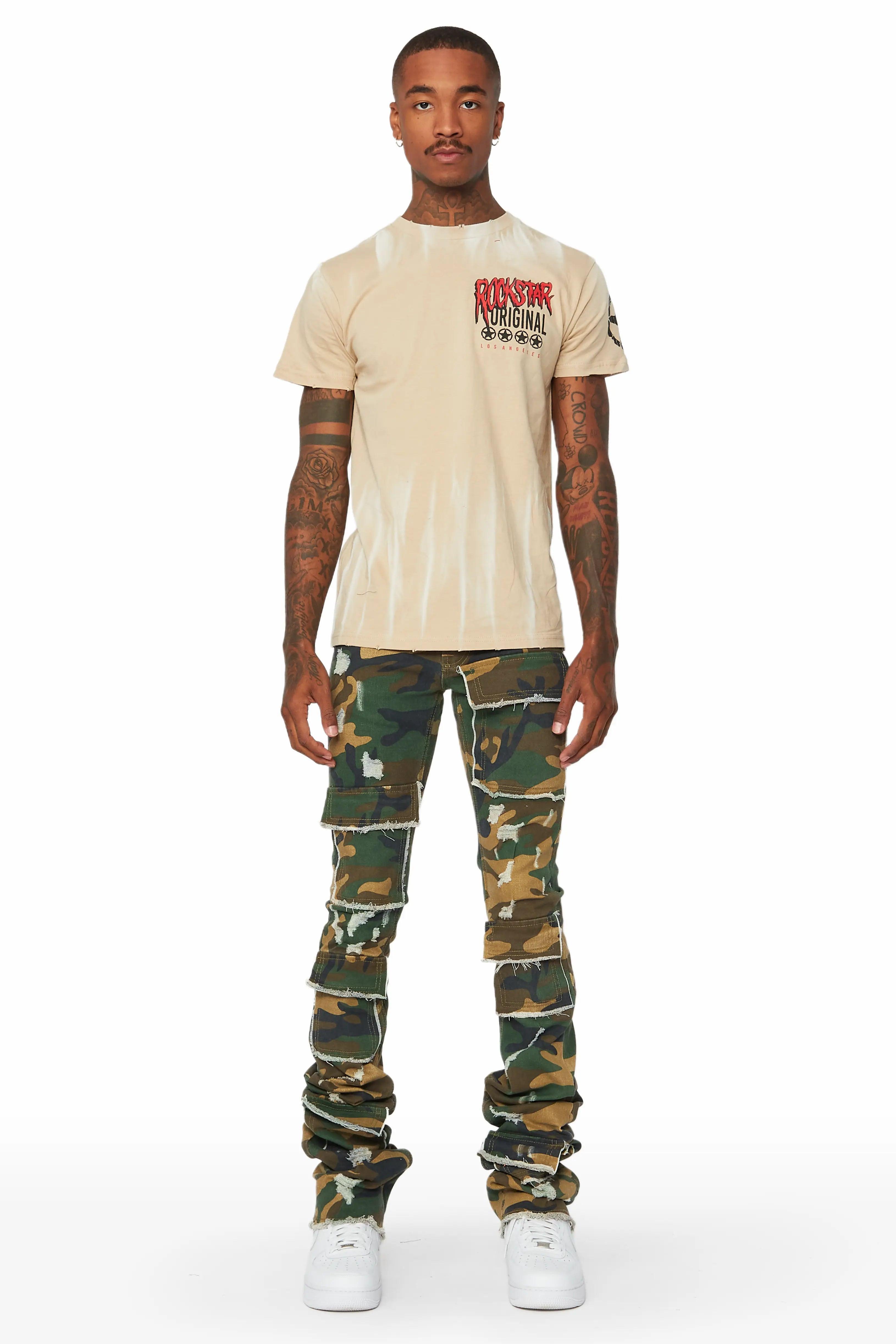 Petrus Camo Super Stacked Flare Jean Male Product Image