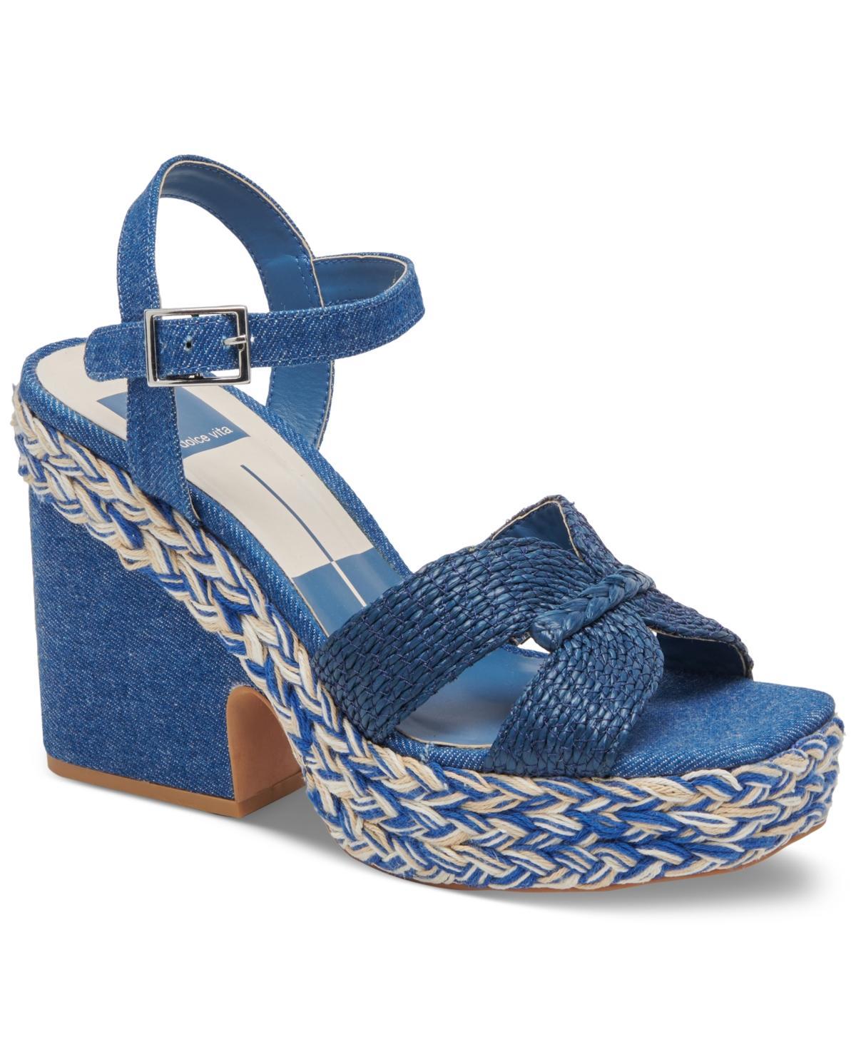 Dolce Vita Cale Raffia Ankle Strap Platform Sandals Product Image