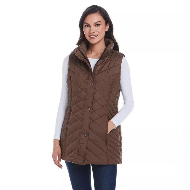 Womens Weathercast Mixed Quilted Longline Vest Product Image