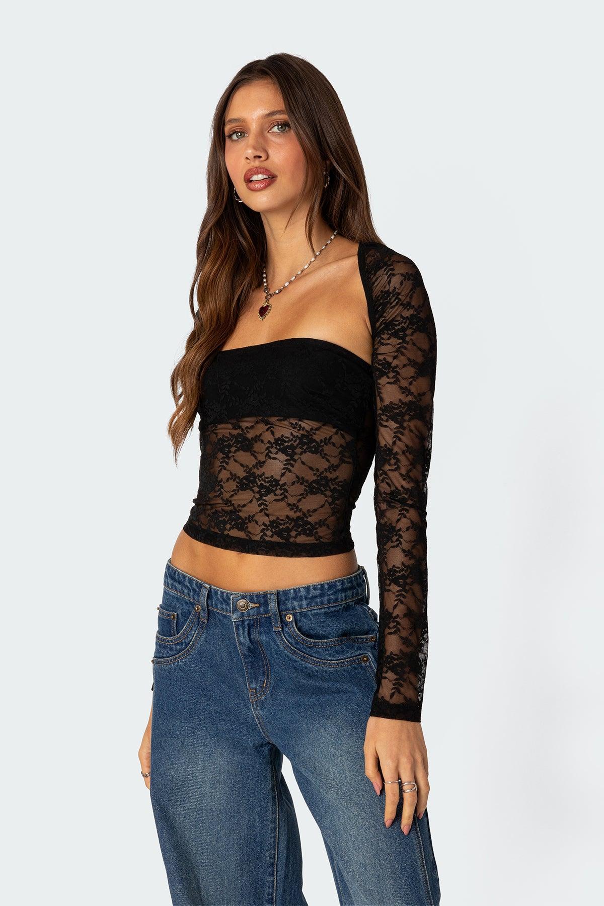 Addison Sheer Lace Two Piece Top Product Image