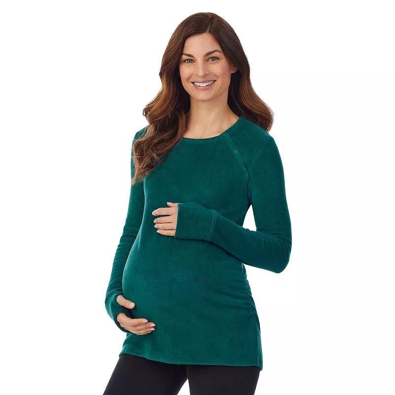 Maternity Cuddl Duds Fleecewear with Stretch Snap Front Crewneck Top, Womens Product Image