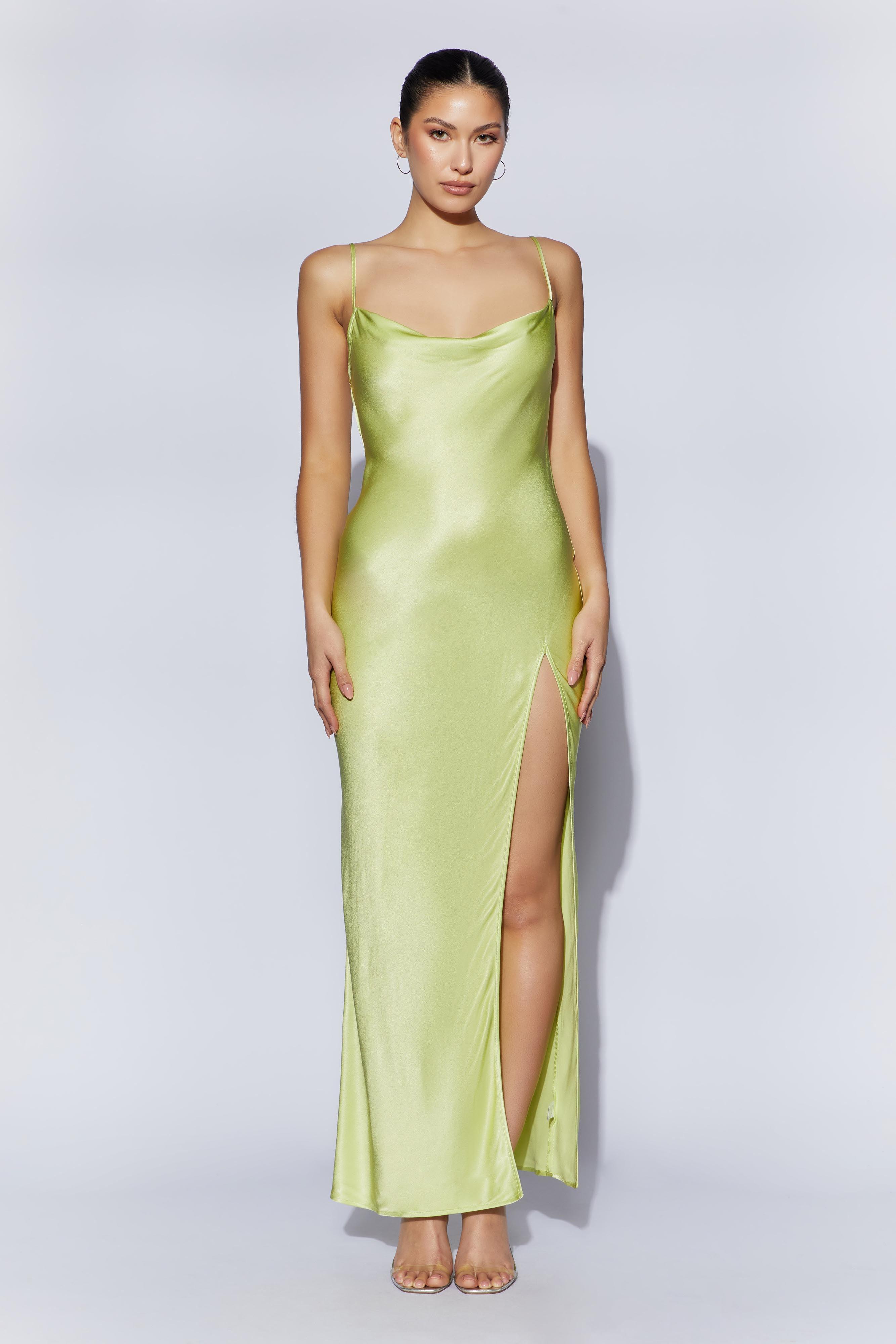 Jade Cowl Neck Backless Maxi Dress - Pistachio Green Product Image