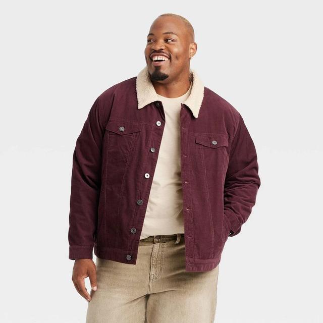 Mens Big & Tall Faux Shearling Lined Trucker Jacket - Goodfellow & Co Grape Purple XLT Product Image