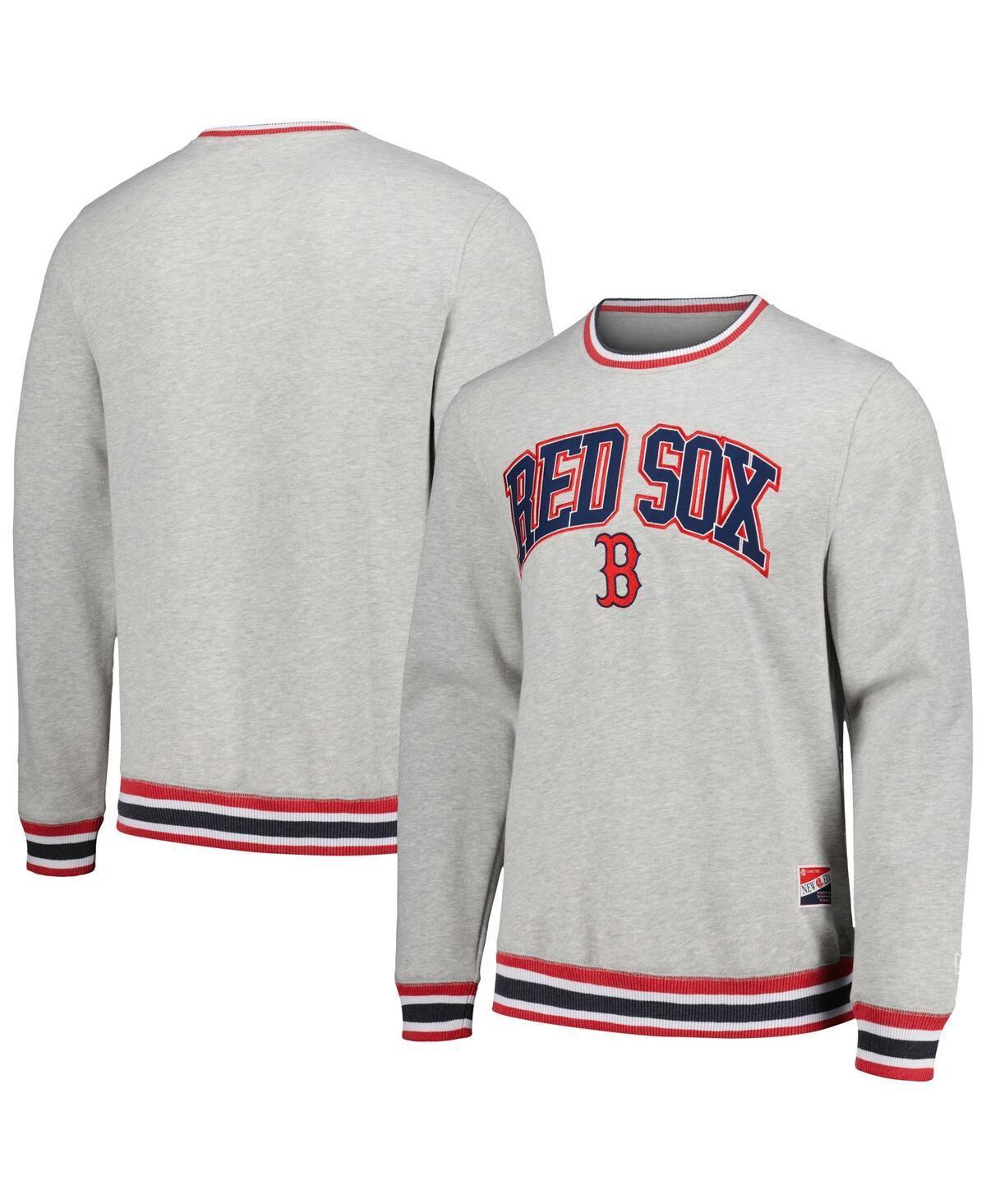 Mens New Era Heather Gray Boston Red Sox Throwback Classic Pullover Sweatshirt Product Image