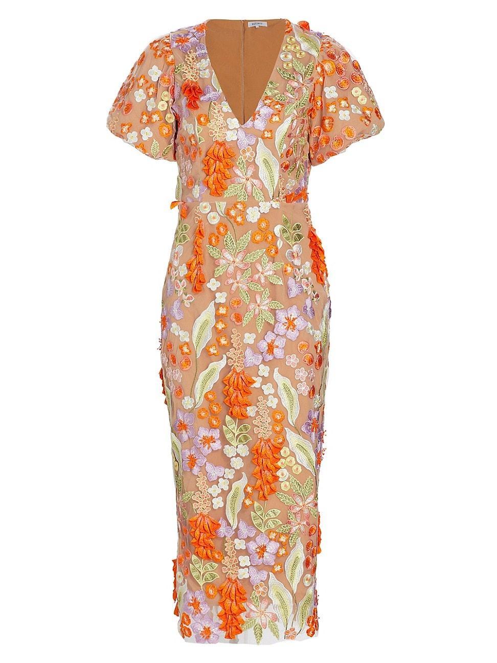 Womens Remix Floral Embroidered Midi-Dress Product Image