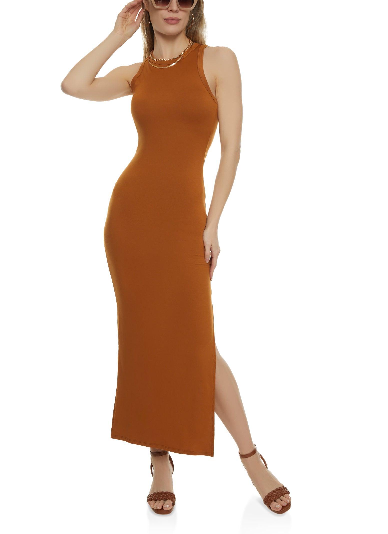 Womens Basic Side Slit Maxi Tank Dress Product Image