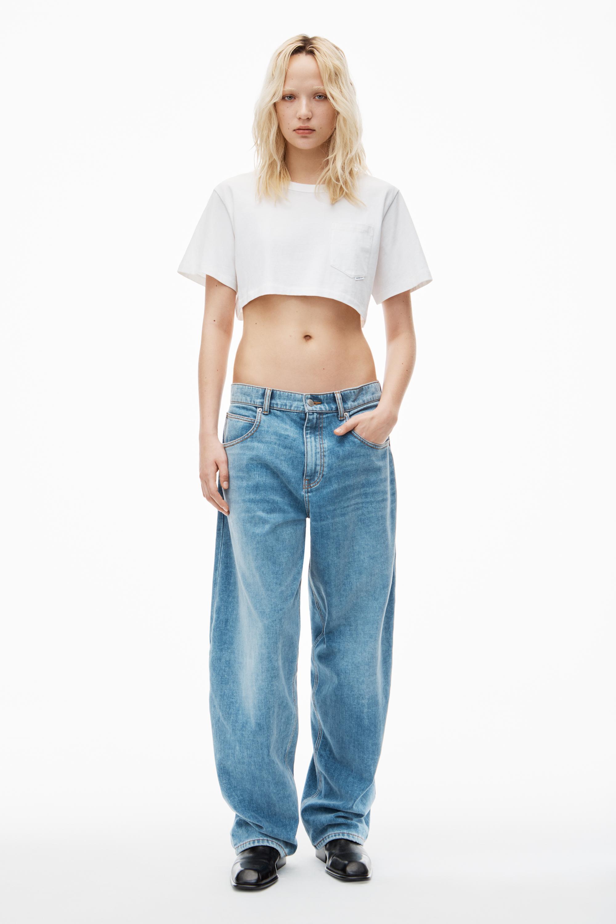 Cropped Tee In High Twist Jersey  Product Image