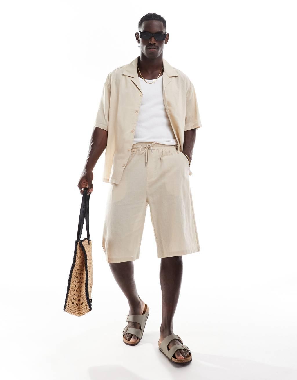 Sixth June linen shorts in beige - part of a set Product Image