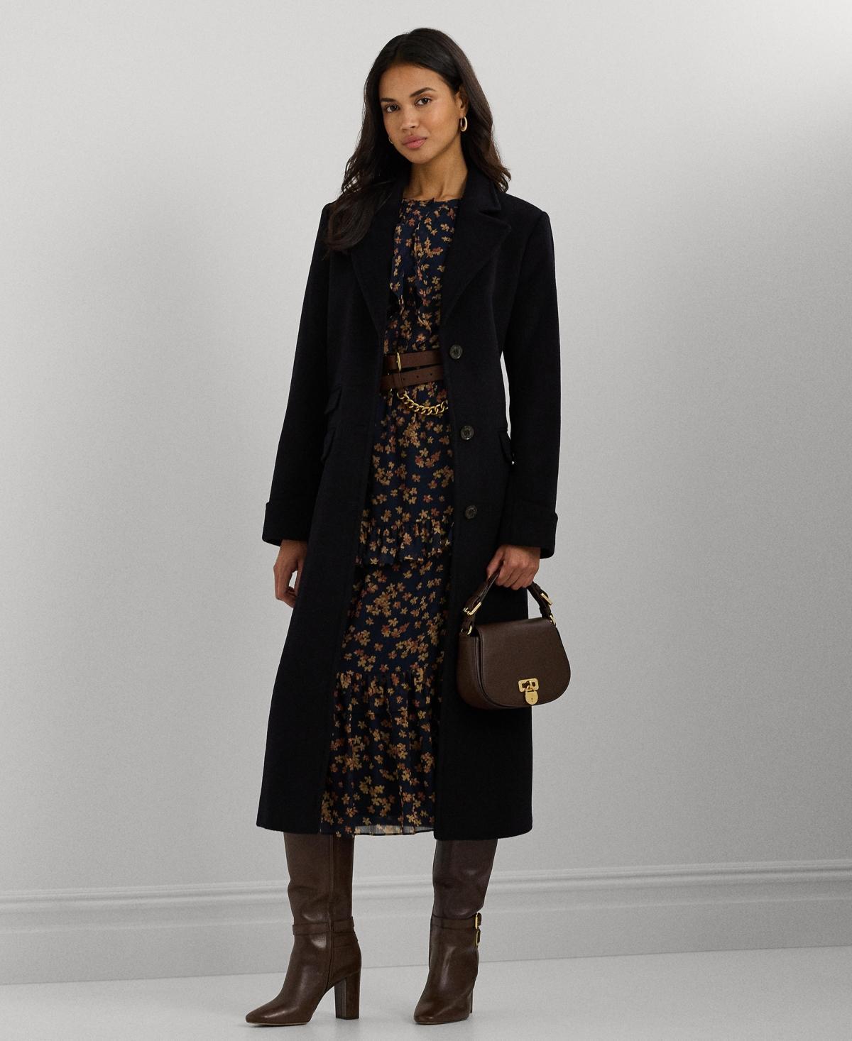 Lauren Ralph Lauren Womens Long Notched-Collar Coat Product Image