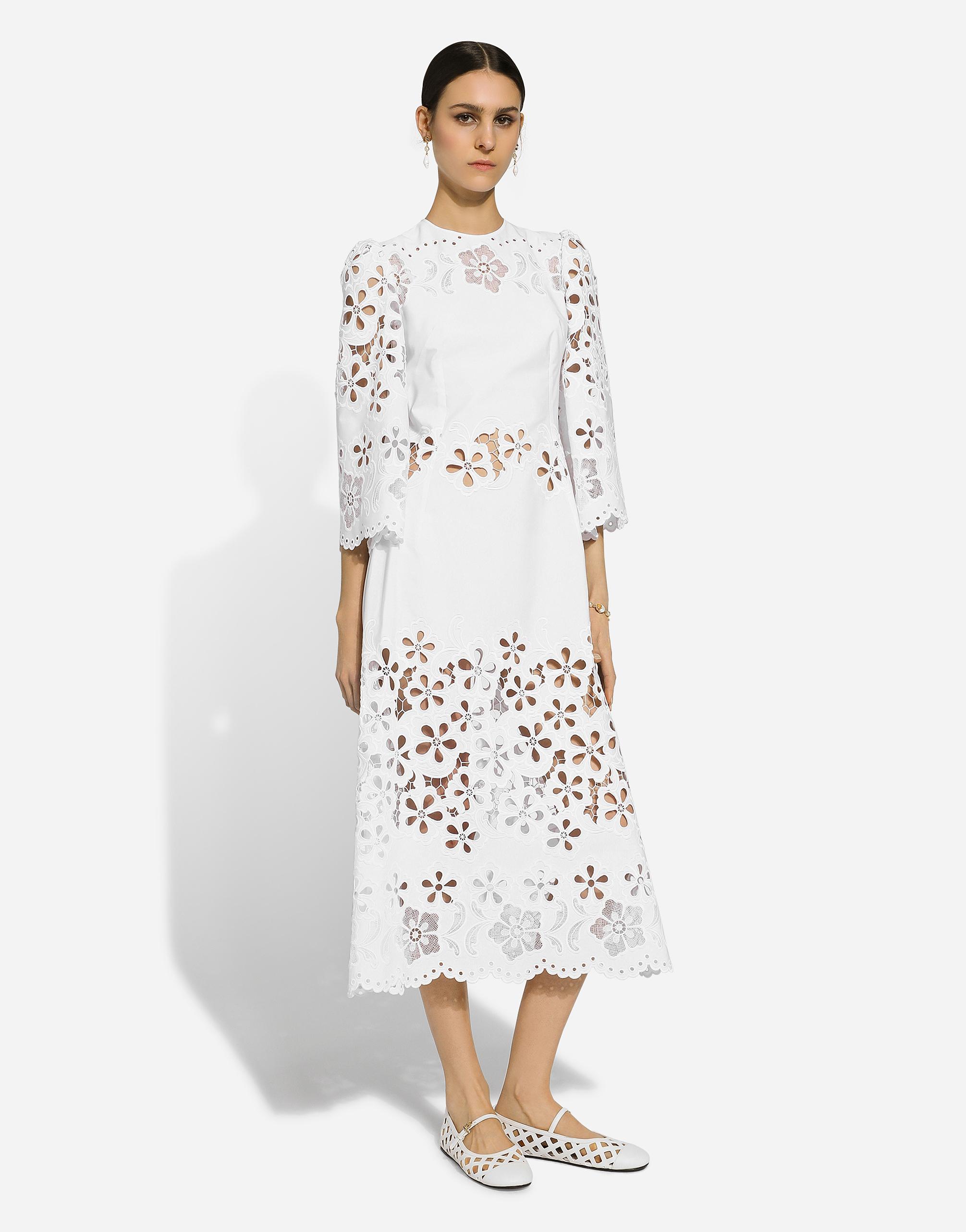 White Broderie Anglaise Dress In ホワイト Product Image