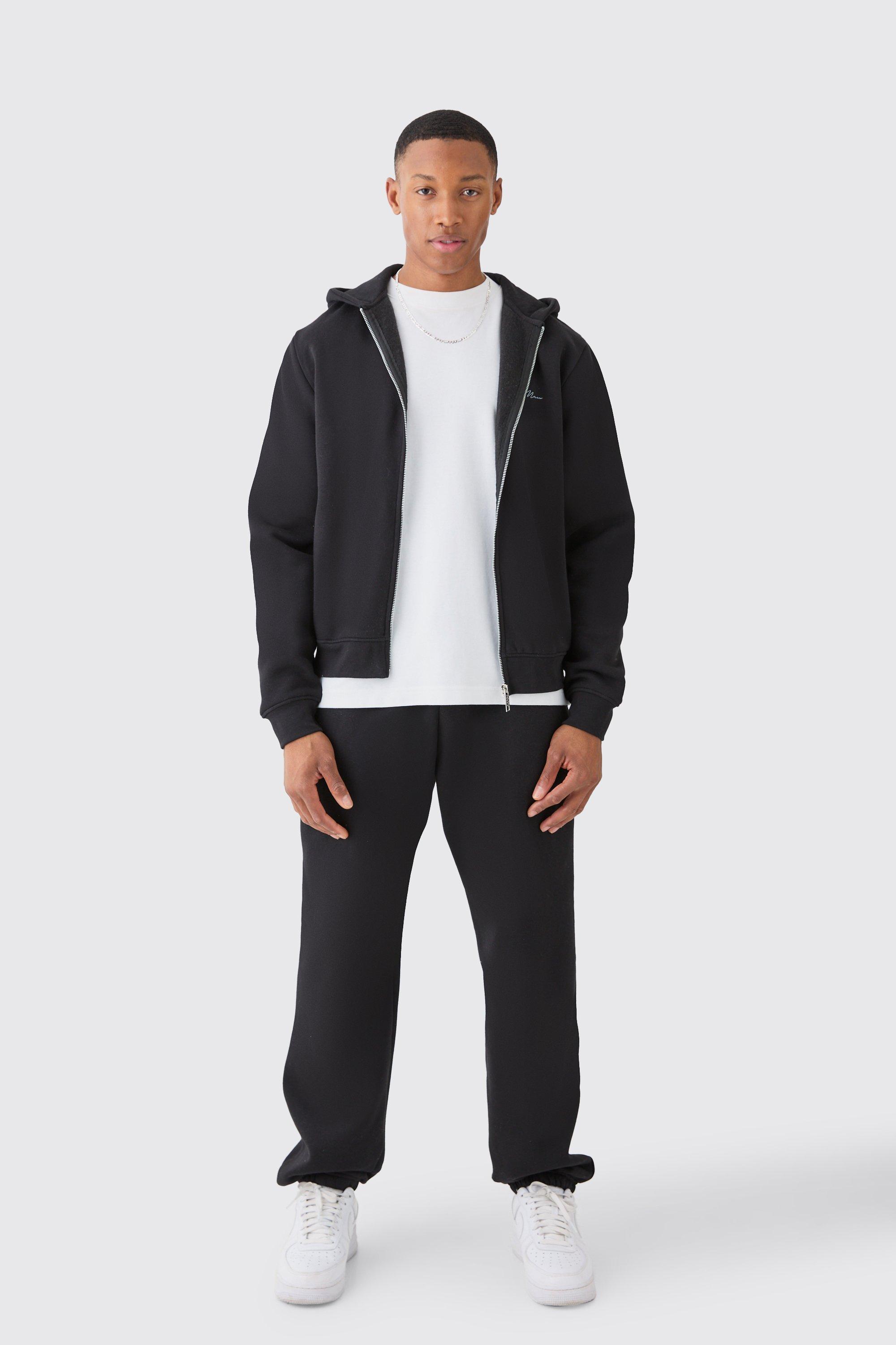 Man Signature Boxy Zip Through Hooded Tracksuit | boohooMAN USA Product Image