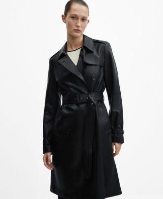 Mango Womens Leather-Effect Trench Coat product image