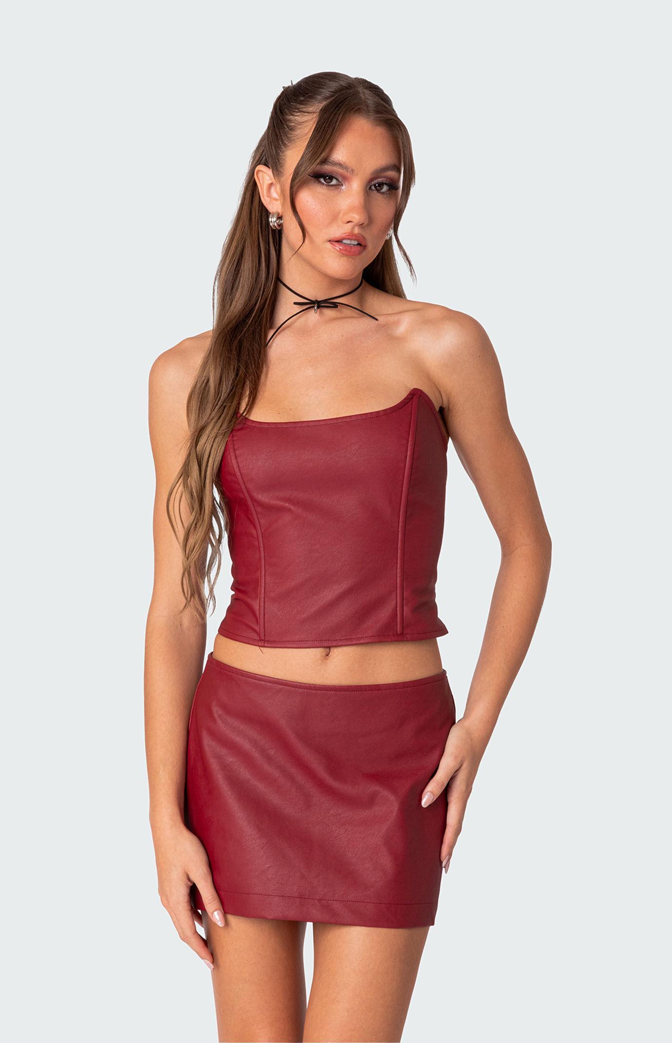 Edikted Women's Aster Faux Leather Corset Product Image