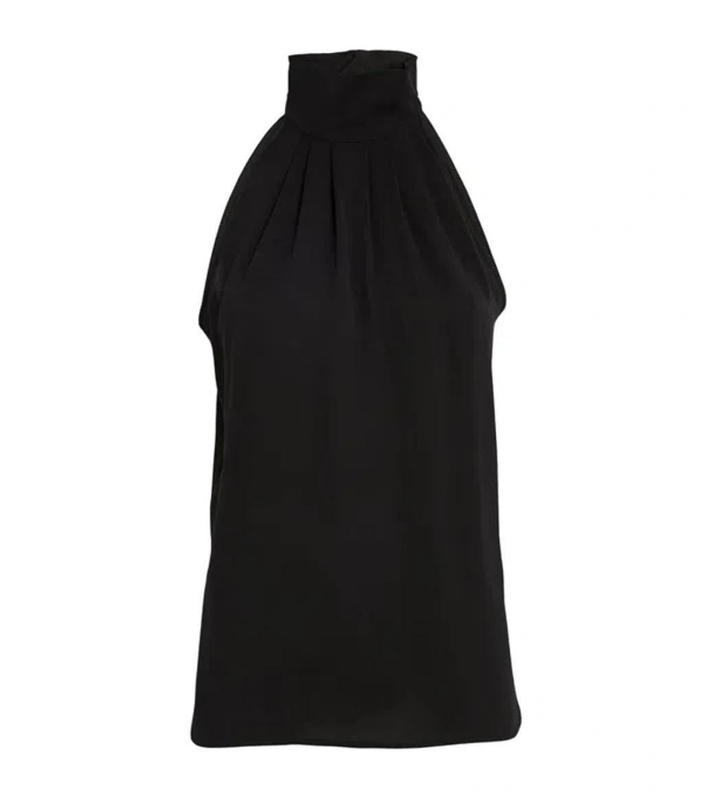 Silk High-neck Blouse In Black Product Image