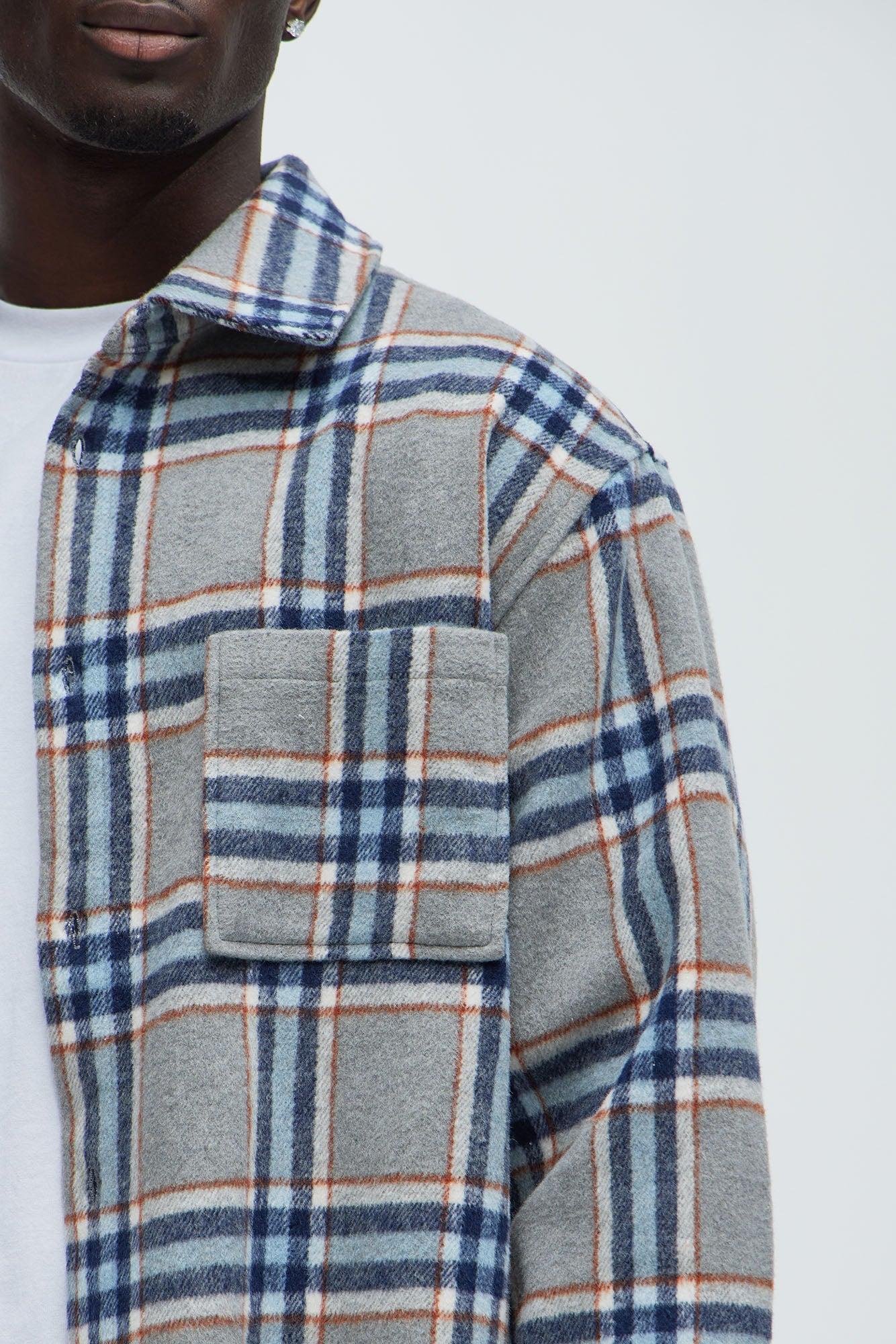 Come See Me Plaid Shacket - Blue Product Image