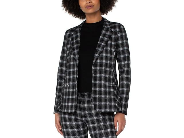 Liverpool Los Angeles Fitted Blazer White With Glen Plaid) Women's Clothing Product Image