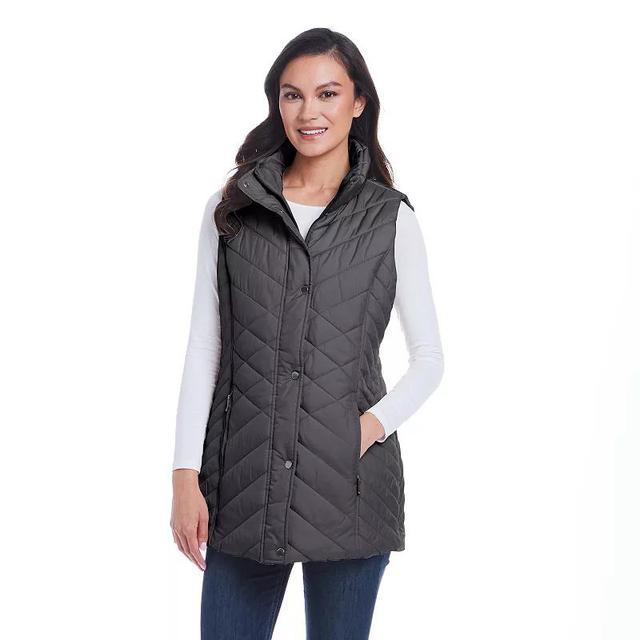 Womens Weathercast Mixed Quilted Longline Vest Grey Product Image