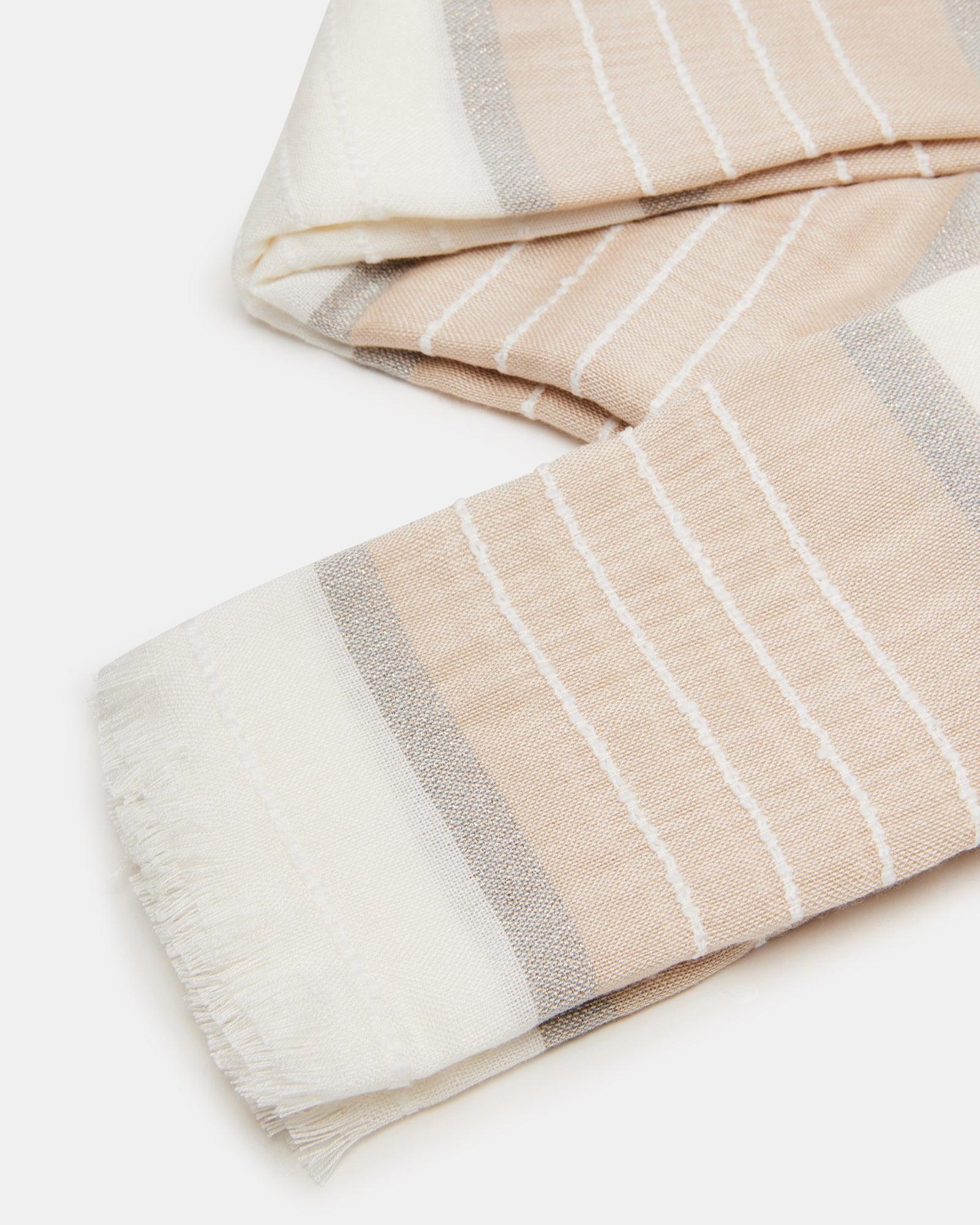 STRIPED OBLONG SCARF NATURAL Female Product Image