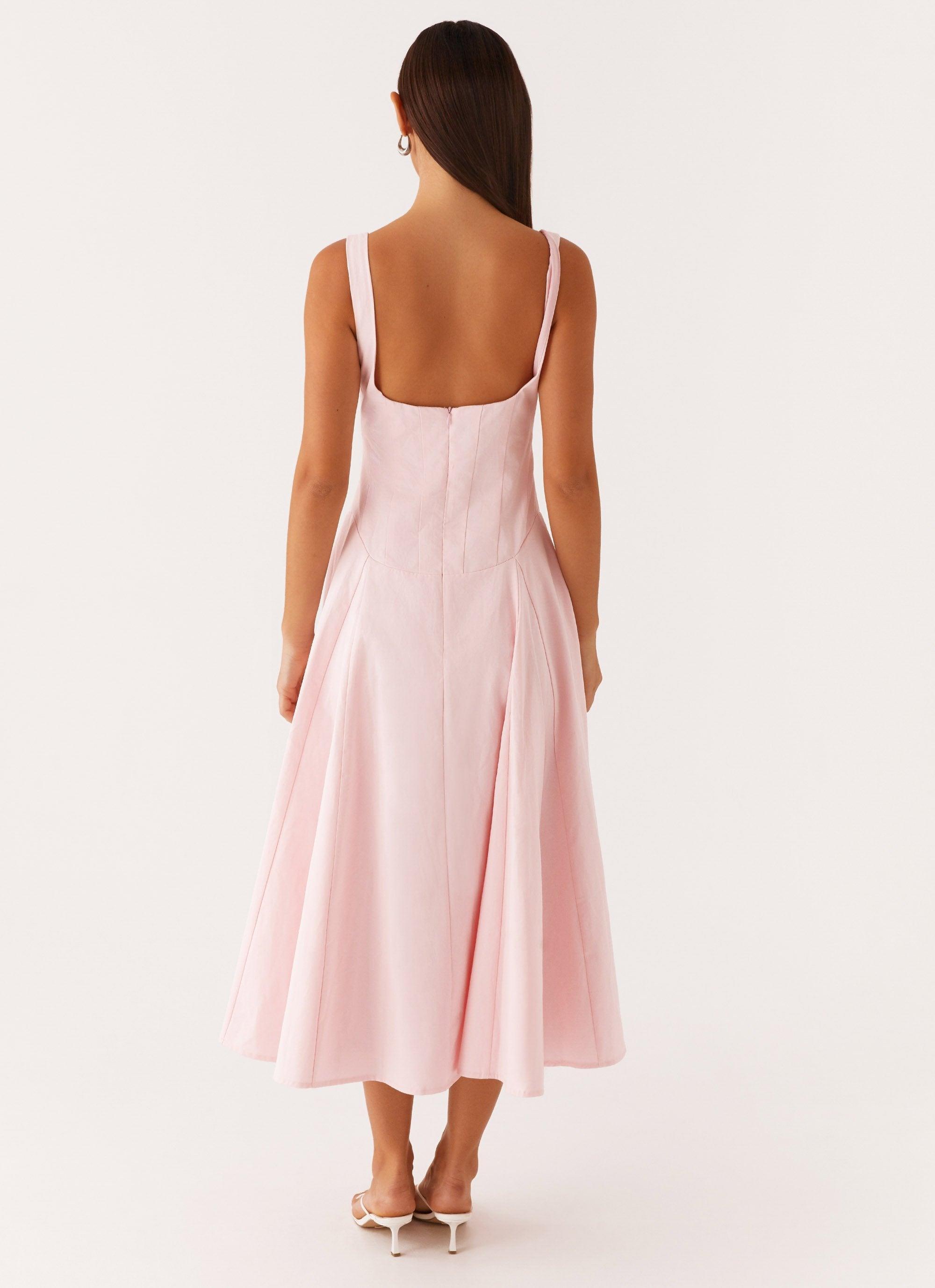 Ebony Midi Dress - Pastel Pink Product Image