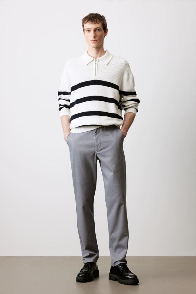 H & M - Slim Fit Cotton Chinos - Gray Product Image