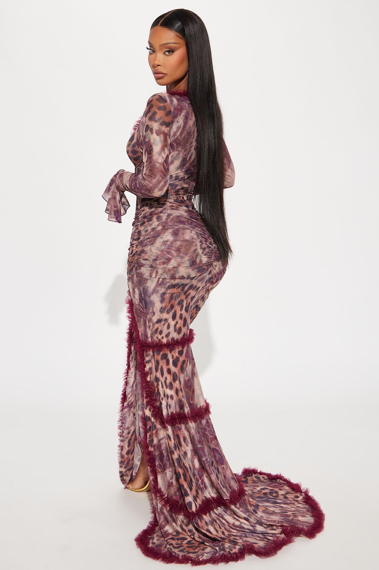 Joanna Leopard Mesh Maxi Dress - Leopard Product Image