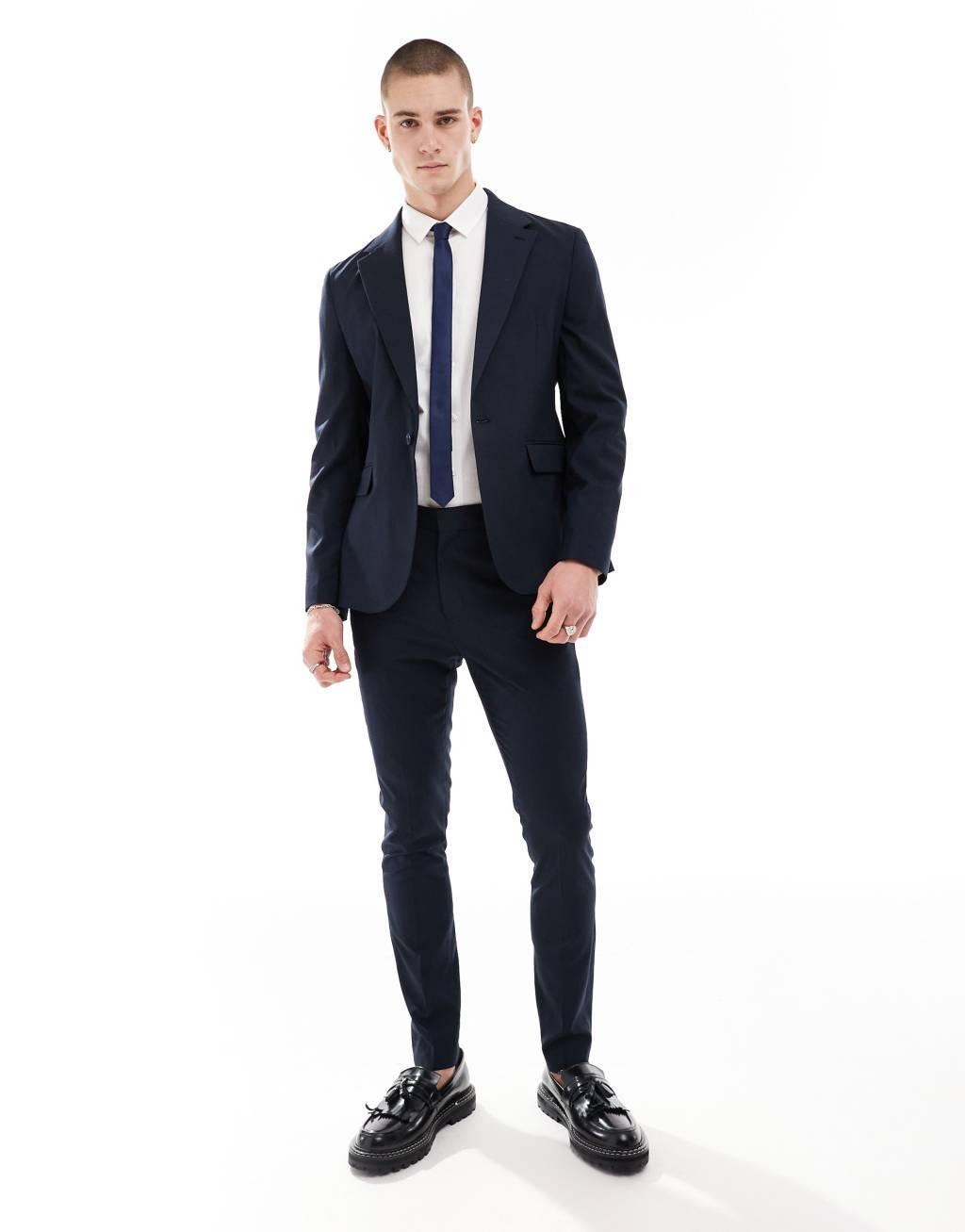 ASOS DESIGN skinny suit pants in navy Product Image