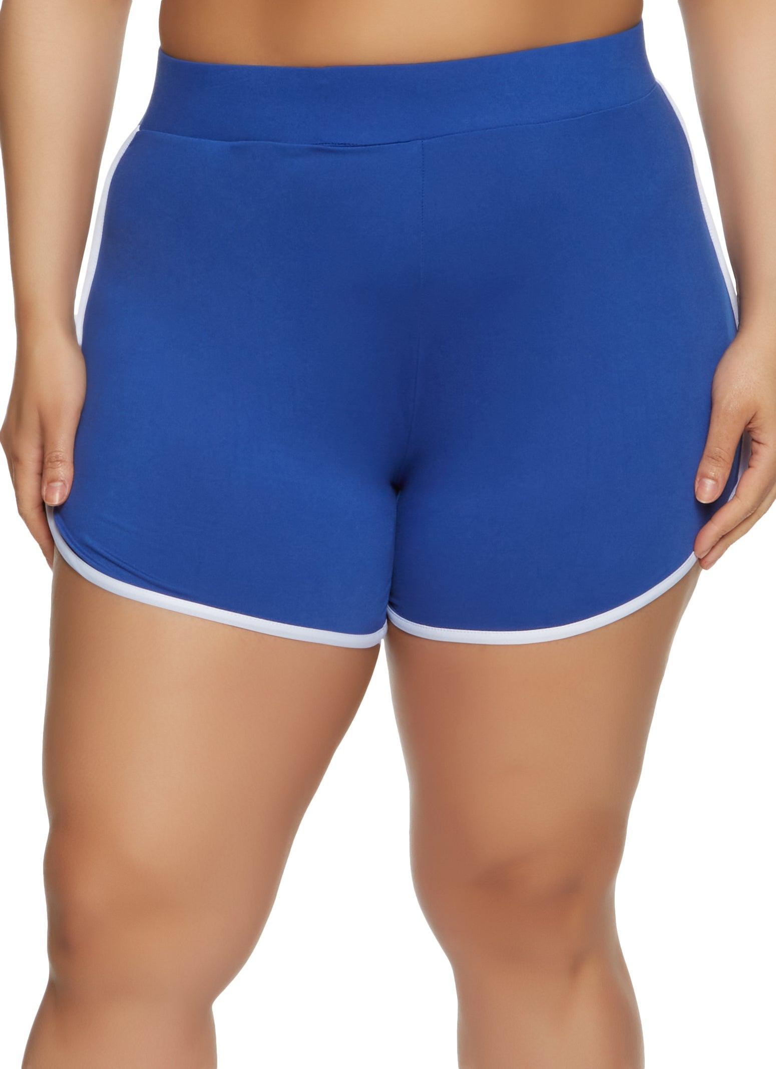 Womens Plus Size Soft Knit Contrast Trim Dolphin Shorts Product Image