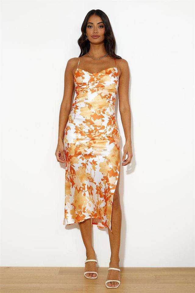 Style On The Street Satin Midi Dress Orange Product Image