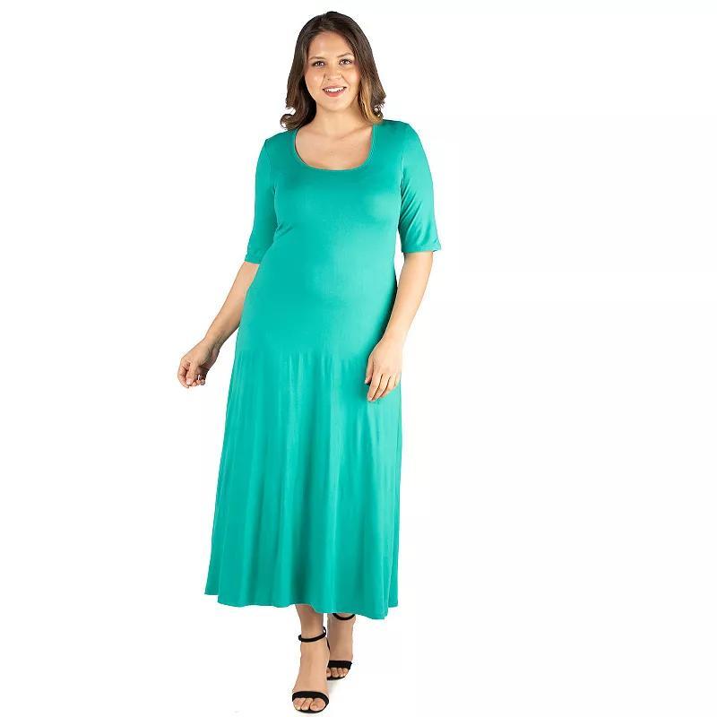 Plus Size 24seven Comfort Apparel Elbow Length Sleeve Maxi Dress, Womens Product Image