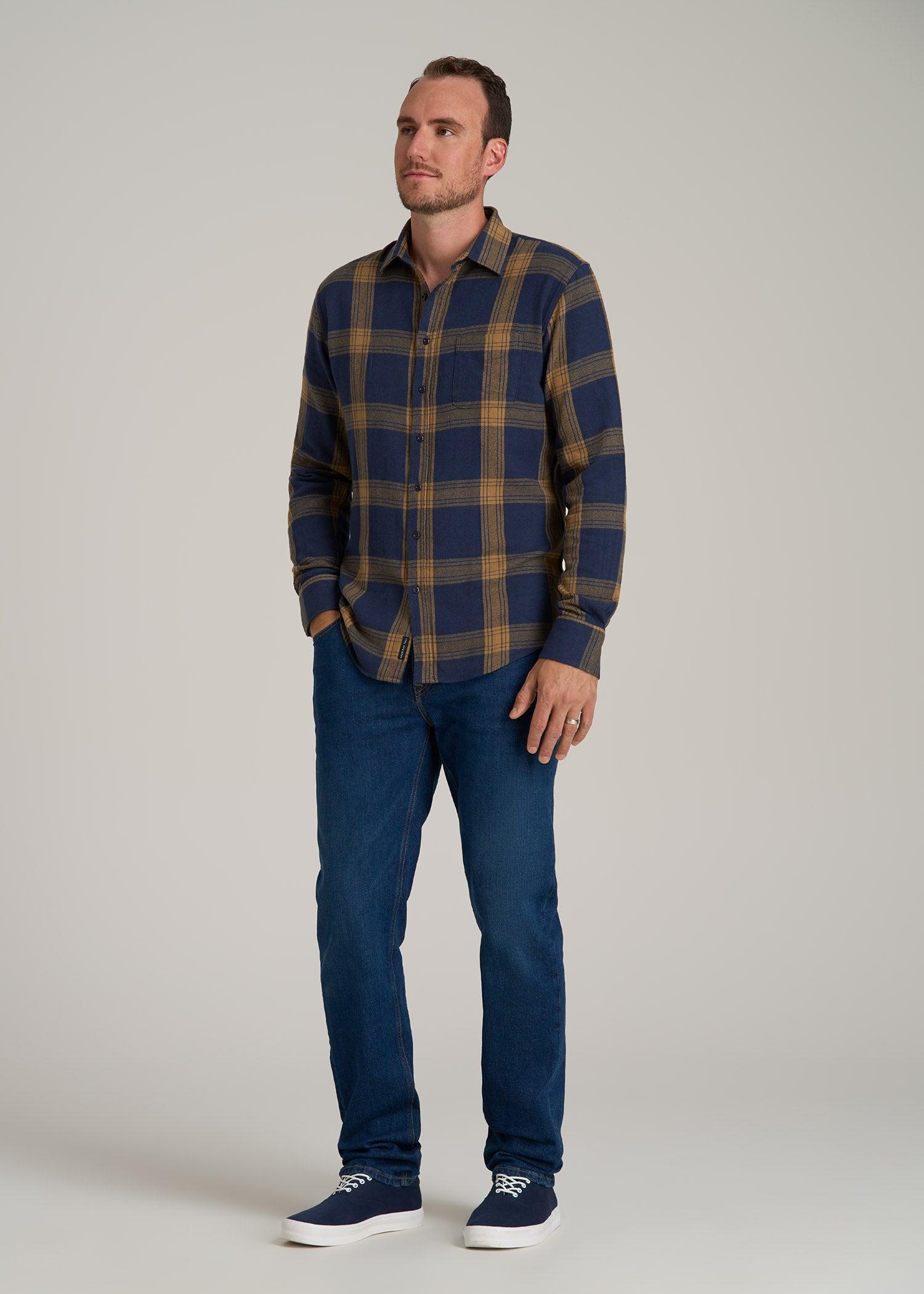 Nelson Flannel Shirt for Tall Men in Blue Tartan Product Image