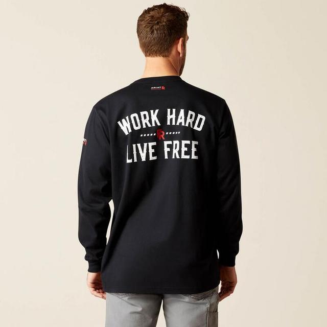 Ariat® Men's L/S Black FR Work Hard Live Free T-Shirt Product Image