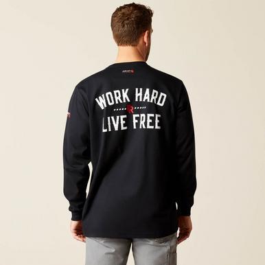 Ariat® Men's L/S Black FR Work Hard Live Free T-Shirt Product Image